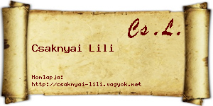 Csaknyai Lili névjegykártya